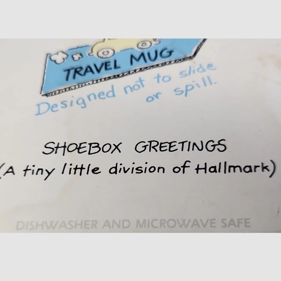 Vtg Travel Cup Mug Hallmark Shoebox Greetings Driving Original Box - Picture 9 of 9